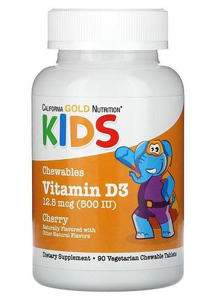 Витамин d3 для детей, 500 ме, вкус вишни, california gold nutrition, 90 жевательных конфет