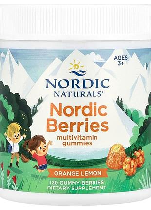 Мультивитамины для детей, вкус апельсин и лимон, nordic berries, multivitamin gummies, ages 3+, nordic naturals, 120 жевательных