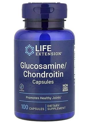 Глюкозамин и хондроитин, glucosamine & chondroitin, life extension, 100 капсул — для здоровья и подвижности суставов
