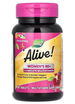 Мультивітаміни повного комплексу для жінок 50+, alive! women's 50+ complete multivitamin, nature's way, 50 таблеток