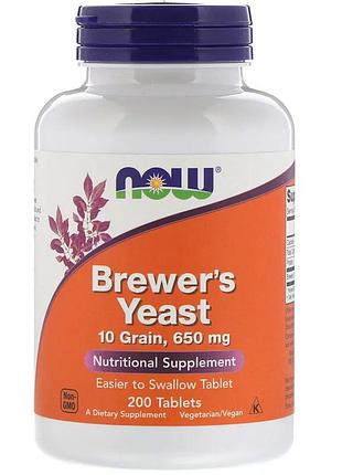 Пивні дріжджі now foods brewer's yeast, 200 таблеток — натуральний комплекс вітамінів b, амінокислот і мінералів
