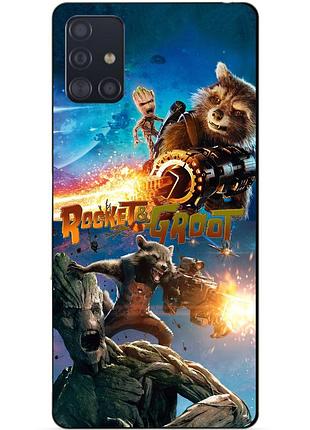 Чехол силиконовый бампер для samsung a71 rocket groot ракета грут стражи галактики