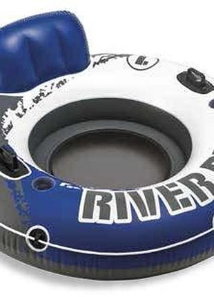 Коло надувная со спинкой intex 58825 river run сине-серое, 135 x 45 см