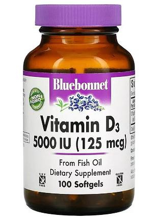Витамин d3 5000 ме, bluebonnet nutrition, 100 желатиновых капсул — максимальная дозировка для костей, иммунитета и сердца