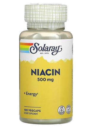 Ниацин, 500 мг, solaray, 100 капсул