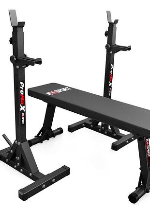 Тренировочный набор k-sport прямая скамья ksh024 + регулируемые стойки ksh015
