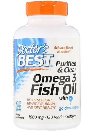 Рыбий жир омега-3, doctor's best, omega 3 fish oil with goldenomega, 1000 мг, 120 капсул
