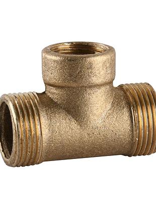 Трійник редукційний 3/4″х1/2″х3/4″звз латунний посилений 664б