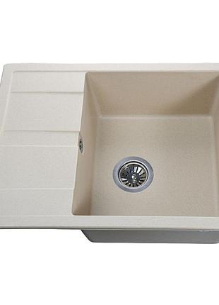 Гранитная мойка globus lux one слоновая кистка 650х500