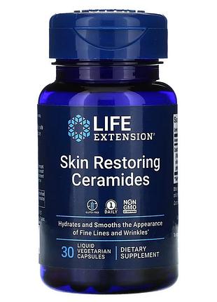 Керамиды для восстанавления кожи, skin restoring ceramides, life extension, 30 жидких вегетарианских капсул