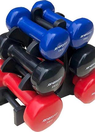 Гантелі вінілові enero fit vdb — комплект 6 шт. зі стійкою, 12 кг