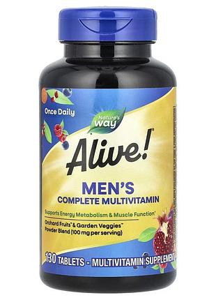 Комплекс мультивітамінів для чоловіків, alive! men's complete multivitamin, nature's way, 130 таблеток