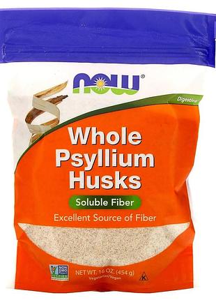 Цельная шелуха подорожника, whole psyllium husk, now foods, 454 г