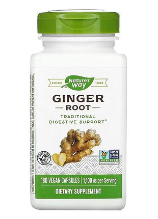 Корень имбиря, 550 мг, ginger root, nature's way, 180 капсул