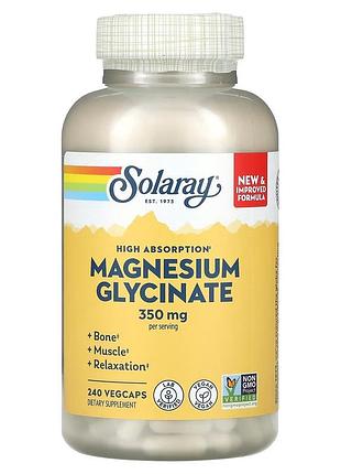 Магний глицинат высокой усваиваемости, 350 мг, high absorption magnesium glycinate, solaray — с bioperine®, 240 капсул