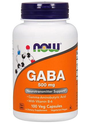 Gaba (гамма-аминомасляная кислота) 500мг, now foods, 100 вегетарианских капсул