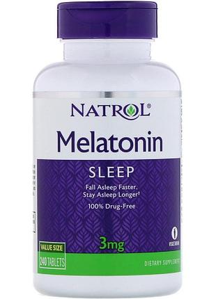 Мелатонін, 3 мг, melatonin, natrol, 240 таблеток