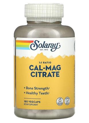 Кальций и магний cal-mag citrate high potency solaray 180 капсул — высокие дозировки для костей, нервов и сердца
