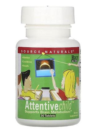 Комплекс внимательный ребенок attentive child, source naturals — dmae, фосфатидилсерин, магний, 30 таблеток