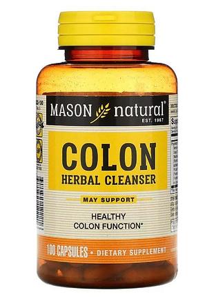 Травяная очищающая смесь для кишечника colon herbal cleanser mason natural 100 капсул — растительный комплекс для мягкого очищения