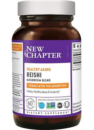 Гриби рейші new chapter lifeshield reishi, 1000 мг, 60 капсул — органічний комплекс для серця, суглобів і імунітету