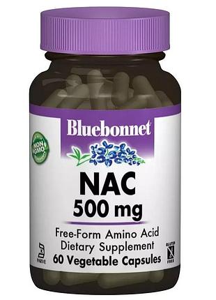 Nac (n-ацетил-l-цистеин), 500 мг, bluebonnet nutrition, 60 капсул — для дыхательных путей и иммунитета