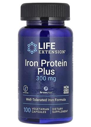 Железо, iron protein plus, ironaid, life extension, 100 вегетарианских капсул