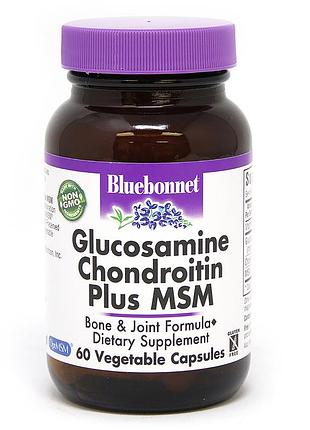 Глюкозамин хондроитин мсм bluebonnet nutrition 60 капсул — с витамином с для суставов и хрящей
