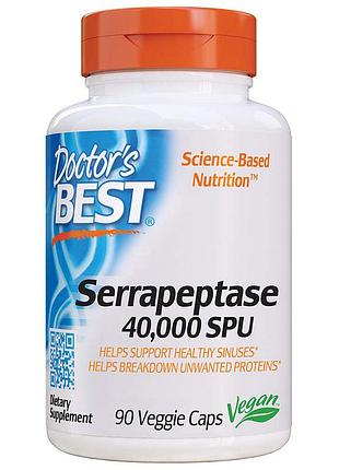 Серрапептаза, serrapeptase, doctor's best, 40 000 spu, 90 капсул — для сердечно-сосудистой системы и иммунитета