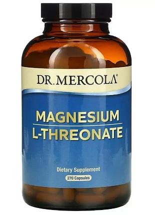 Магний l-треонат, magnesium l-threonate, dr. mercola — 145 мг magtein® для мозга, памяти и когнитивных функций, 270 капсул