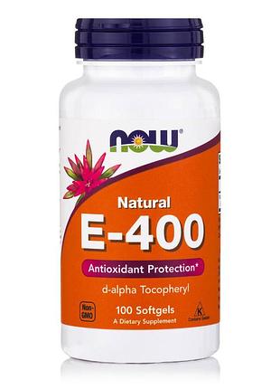 Вітамін e-400 now foods, 100 капсул — натуральний антиоксидант для репродуктивної системи, серця та шкіри