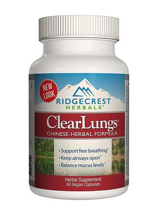 Комплекс для поддержки легких clear lungs, ridgecrest herbals — китайская травяная формула для легкого дыхания, 60 капсул