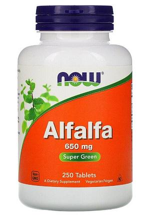Люцерна, alfalfa, now foods, 650 мг, 250 таблеток