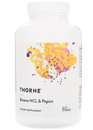 Бетаин hcl и пепсин betaine hcl & pepsin thorne 225 капсул — поддержка желудка и усвоения белка