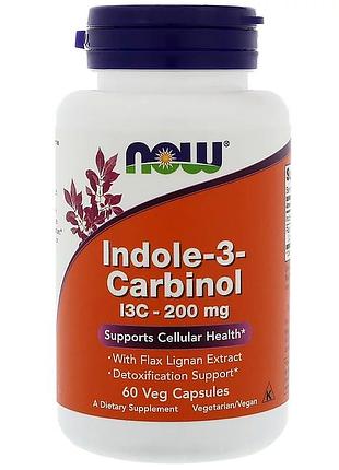 Індол 3 карбінол (i3c) 200 мг, now foods, 60 желатинових капсул — для гормонального балансу та здоров'я