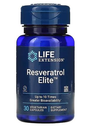Ресвератрол, resveratrol elite, life extension, 30 вегетарианских капсул