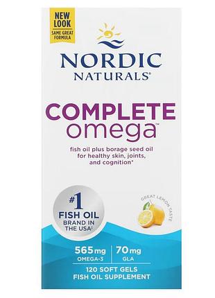 Омега комплекс с лимоном, complete omega, lemon, nordic naturals, 1000 мг, 120 гелевых капсул