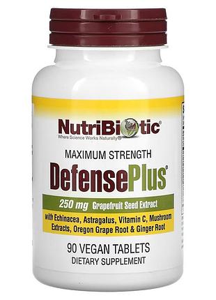 Максимальний захист з екстрактом насіння грейпфрута, defenseplus, maximum strength, nutribiotic, 90 таблеток