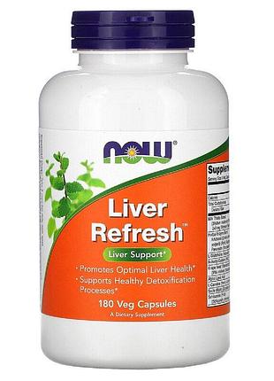 Витамины для обновления печени, liver refresh, now foods, 180 капсул — для детоксикации, поддержки печени и желчного пузыря