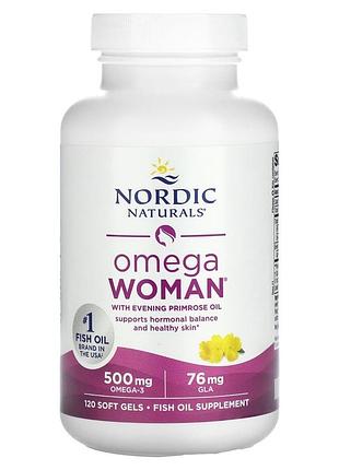 Омега для женщин с маслом примулы вечерней, вкус лимона, omega woman with evening primrose oil, nordic naturals, 120 капсул