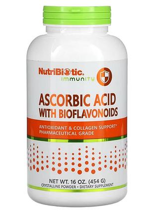 Аскорбиновая кислота с биофлавоноидами в порошке, ascorbic acid with bioflavonoids, nutribiotic, 454 гр