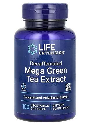 Экстракт зеленого чая без кофеина, mega green tea extract, life extension, 100 вегетарианских капсул