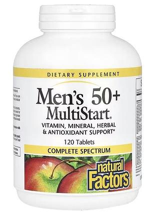 Мультивитамины для мужчин 50+, men's 50+ multistart, natural factors, 120 таблеток