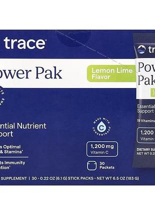 Электролиты лимон-лайм stamina powerpak trace — калий + магний + витамин с 1200 мг для энергии и выносливости, 30 пакетов