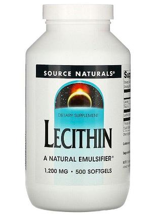 Лецитин, 1200мг, lecithin, source naturals, 500 желатиновых капсул