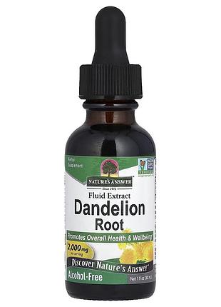 Кульбаба екстракт кореня без спирту 2000 мг dandelion root nature's answer 30 мл — рідка форма для печінки та очищення
