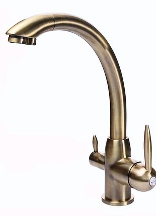 Смеситель для кухни под осмос globus lux lazer gllr-0777-9-bronze