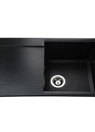 Гранитная мойка globus lux komo черный металлик 790х500мм-а0001