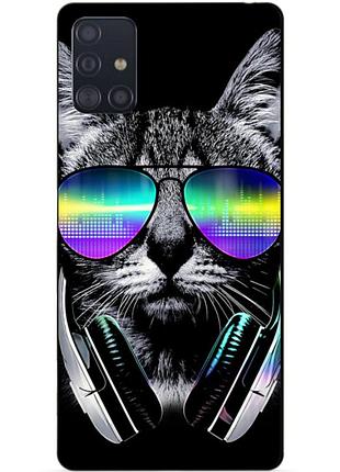 Чехол силиконовый бампер для samsung a71 с рисунком музыкальный кот