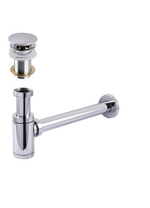 Сифон металлический с донным клапаном с переливом globus lux gs-32-105-03b